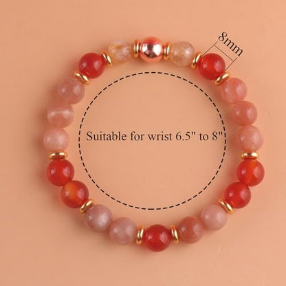 KSQS Healing Stone Bead Bracelet for Women, Natural Gemstones Balance Protection Bracelet, Spiritual Crystal Beads Bracelet Anxiety Relief with Meaning Card - color: Charisma