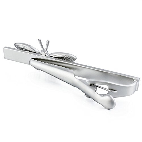 HAWSON 2 inch/ 2.2 inch Tie Clip for Men, Novelty Tie Bar Clip for Men and Boys, Interesting Tie Clip for Party - color: Blue Butterfly