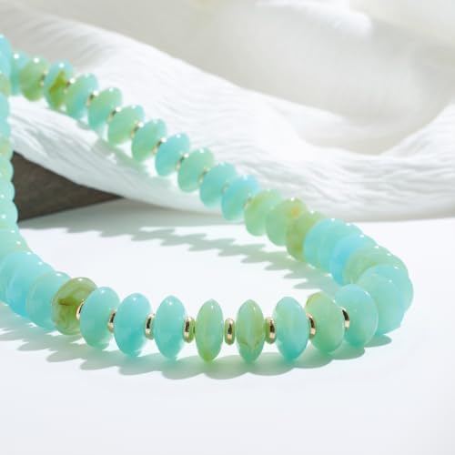 Acrylic Beaded Necklace for Women,Beach Strand Jewelry Gifts | Statement Necklace,Cute Trendy Handmade Jewelry for Women,Chunky Beaded Necklace,Resin Beads Choker - color: Mint Green