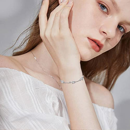 925 Sterling Silver Bohemia Hawaiian Beach Mermaid Floral Bracelet Birthday Graduation Gifts for Women with Gifts Box - style: 24-Star