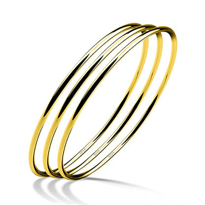 H&Beautimer 925 Sterling Silver Bracelet for Women's Italian Handmade Solid Bangle 2/3/4/5/6/7 Set Rose Gold Fine Jewelry With Gift Box - color: Gold 3set, size: 68MM
