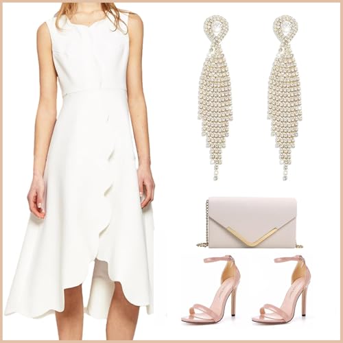 Rhinestone Earrings Prom Earrings for Women Sparkly Long Tassel Chandelier Drop Statement Earring Jewerly Gifts Wedding Party Prom Dresses Accessories - color: A2: gold prom earrings