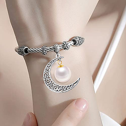 40pcs Hollow Moon Charms Crescent Moon Pendants Celestial Charms Crafts Supplies for DIY Bracelet Necklace Jewelry Making Accessory - color: Silver/Gold