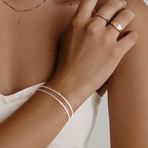 Freekiss Gold Stack Bracelets for Women | Dainty Thin Bracelet Set Trendy 14K Gold Plated Waterproof Bracelets for Women - style: BRACELET-Single clasp sparkle glitter-SL