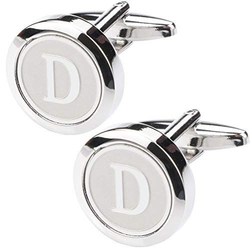 Mens Classic Stainless Steel Initial Cufflinks 26 Alphabet Initial Letter Cufflinks Business Wedding Shirts A-Z - style: D
