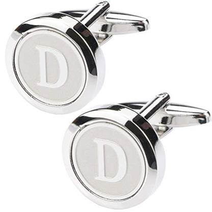 Mens Classic Stainless Steel Initial Cufflinks 26 Alphabet Initial Letter Cufflinks Business Wedding Shirts A-Z - style: D
