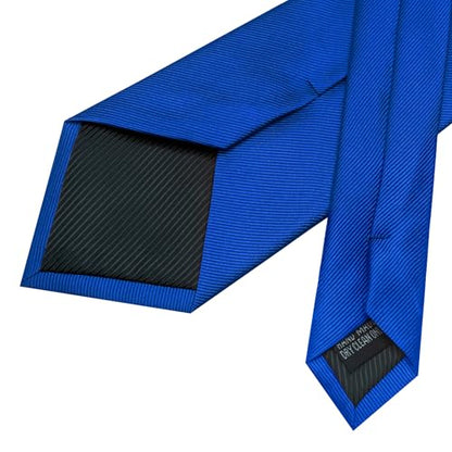 JEMYGINS Formal Necktie Solid Color Tie and Pocket Square with Tie Clip Lapel Pin Sets for Men 4PCS - color: Royal Blue
