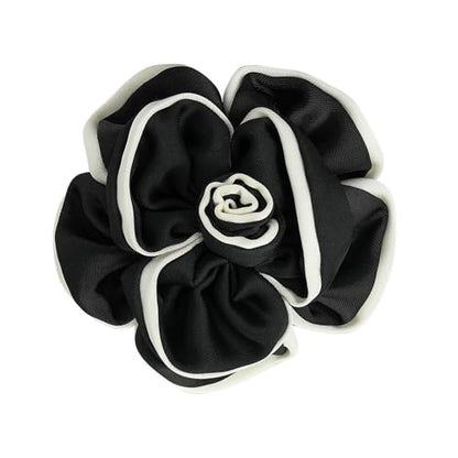 Camellia Flower Brooch Pin for Women Black Flower Brooches Large Fabric Flowers Brooch for Women Dress Accessorie - color: Black flower brooch