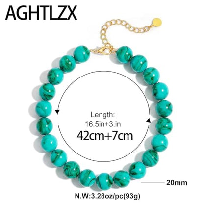 Chunky Beaded Necklace for Women, Colorful Trendy Statement Summer Jewelry Gift - color: necklace-15