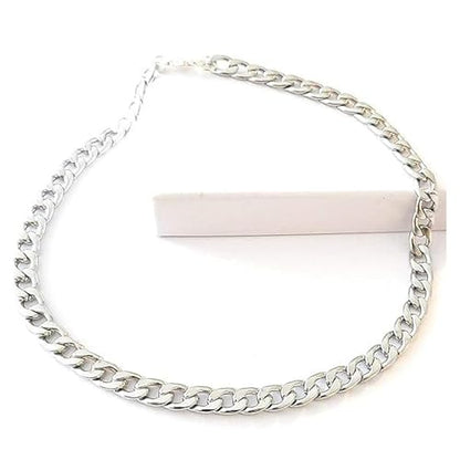 12 Inch Flat Cuban Link Anklet Silver Stainless Steel XL Chain Ankle Bracelet Gift Boxed 6mm Poolside Jewelry Plus Size
