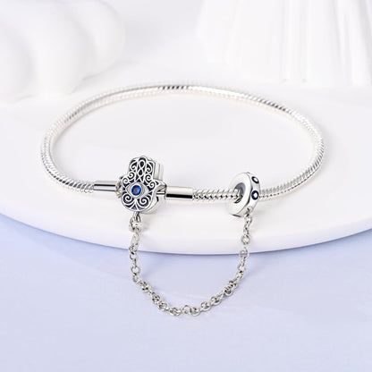 KUNSIR 925 Sterling Silver Snake Chain Bracelet with Safety Chain Charm Bracelets for Women Teen - style: KJB041