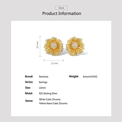 Santuzza Sterling Silver Gemstone Flower Earrings for Women - color: [A] Daisy-Yellow