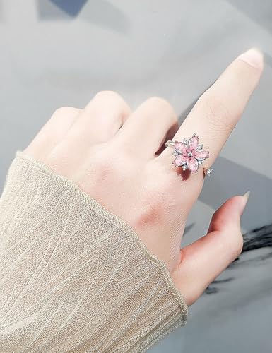 Anxiety Rings for Women – Adjustable Flower Spinner Ring, Daisy & Sunflower Fidget Ring, Gold Plated Calming Jewelry - style: Style 01