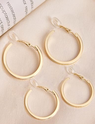 FAN&LOUIS Clip On Hoop Earrings Women,14K Gold Women's Clip-On Earrings Large Hoops Trendy for Non-Pierced Ears Lightweight 2026 - style: 30mm and 40mm
