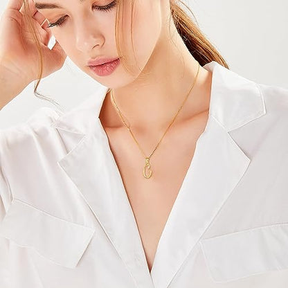 EUDORA Sterling Silver Initial Necklaces for Women, Classic 26 Letter Neckless Gifts for Girls, Sister, Mother Daughter, 18 inch Chain - style: C-Gold