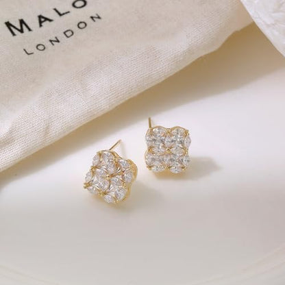 Shiny Gold Butterfly Earrings for Women | 14K Real Gold Plated Butterfly Earrings for Women, Dainty & Trendy Butterfly Stud Earrings for Fashion Jewelry Gifts - color: AZ34
