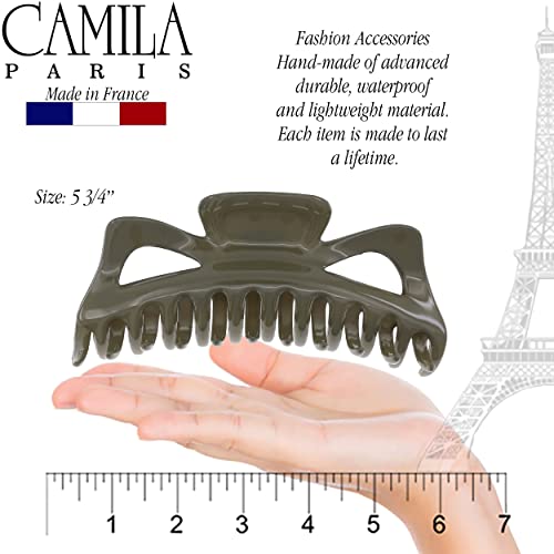 Camila Paris CP3501 French Large Hair Clips for Women Thick Hair for Long Curly Wavy Hair, Girls Hair Claw Clip, Durable Styling Big Claw Clip for Thick Hair, Strong Hold No Slip Grip, Made in France - color: Green 6"