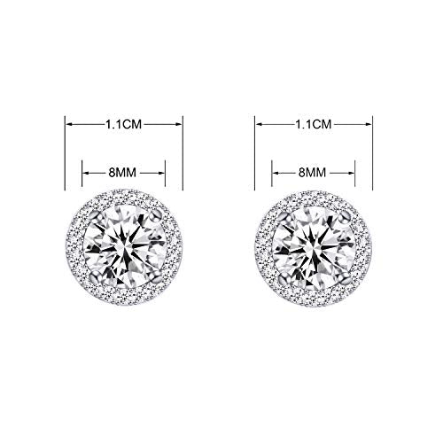 YOQUCOL Bright 8MM,10MM Cubic Zirconia Crystal Stud Earrings Round Pierced Earrings For Women - color: 8MM-White