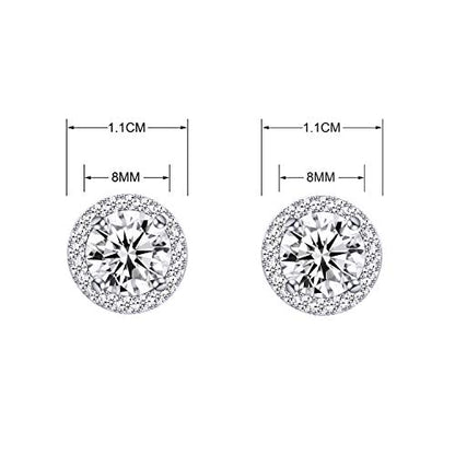 YOQUCOL Bright 8MM,10MM Cubic Zirconia Crystal Stud Earrings Round Pierced Earrings For Women - color: 8MM-White
