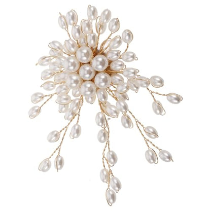 Pearl Brooch Pin Floral Faux Pearl Sweater Clip for Women Button Jewelry Accessory for Dresses and Jackets