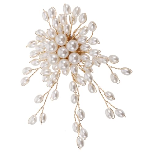 Pearl Brooch Pin Floral Faux Pearl Sweater Clip for Women Button Jewelry Accessory for Dresses and Jackets