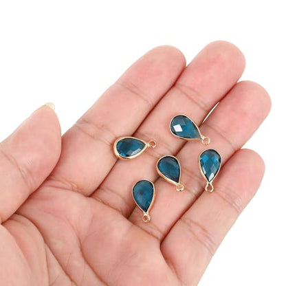 PATIKIL Birthstone Charm Beads Drop Pendant, Handmade Birthstone for Personalized Earrings Bracelet Necklace - color: Blue, size: 0.63" x 0.31"