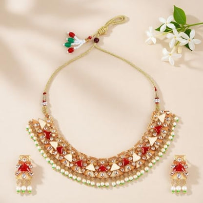Efulgenz Indian Wedding Antique Crystal Faux Pearl Necklace Set for Women - color: Multi