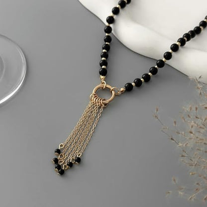 Gold Layered Necklace for Women Chunky Stacked Chain Link Paperclip Evil Eye Necklace Trendy Punk Jewelry - color: X-Round