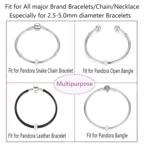 Clip Stopper Charms Sterling Silver Rondelle Spacer Bead Charm Stopper Charm for Pandora Charm Bracelets - color: Silicone Spacer ( 50 pcs )