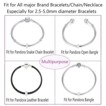 Clip Stopper Charms Sterling Silver Rondelle Spacer Bead Charm Stopper Charm for Pandora Charm Bracelets - color: Silicone Spacer ( 50 pcs )