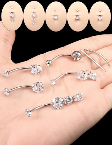 Internally Threaded Belly Button Rings Surgical Stee, Extra-Long & Short Simple Belly Rings, 14G Belly Piercing Jewelry,Navel Piercing Jewelry for Women Men 10mm 12mm 14mm 16mm - color: Silver internal thread Belly Button ring 16mm