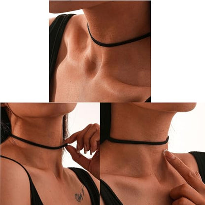Black Choker Necklace Set Velvet Lace Choker Daisy Gothic Punk Classic Choker - color: 4PCSB