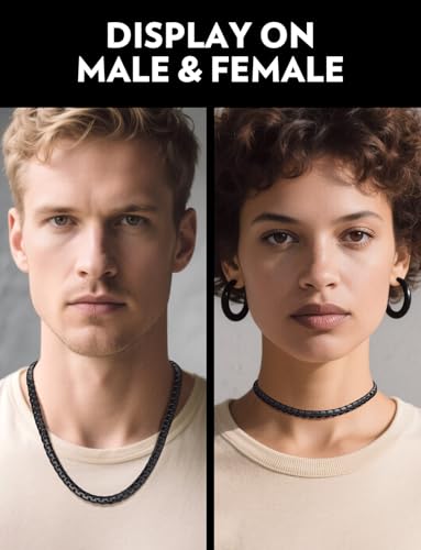 Bandmax Solid Stainless Steel Flat Box Link Chains 2MM/4MM/6MM/8MM Silver/Gold/Black Rolo Cable Chain Necklaces for Men Women 14"-30" Length, Gift Packed - color: 11 8MM-Black Plated