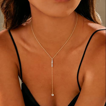 Necklace for Women, Dainty Long 14K Gold Y-Shaped Necklace Jewelry Trendy Beaded Layered Chain Drop Necklaces Jewelry Women Gifts - style: Chain Tassel