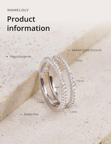 Mameloly Wedding Bands for Women Dainty CZ Cubic Zirconia Half Eternity Stackable Engagement Enhancer Guard Double Ring Size 4-12 - color: Silver