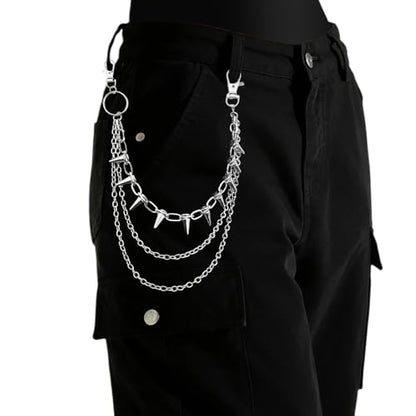 Goth Pants Chain Charms for Women Men Punk Layered Jean Chains Gothic Y2k Pocket Chain for Women Hip Hop Waist Chains - color: Rivet