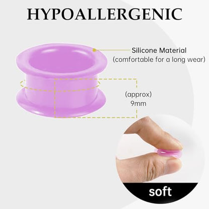 20Pcs Silicone Ear Gauges 2G-25mm Flexible Ear Tunnels Gauges Soft Expander Stretching Ear Plugs Tunnels Black Earring Piercings Jewelry for Men Women - color: Thick Purple Silicone