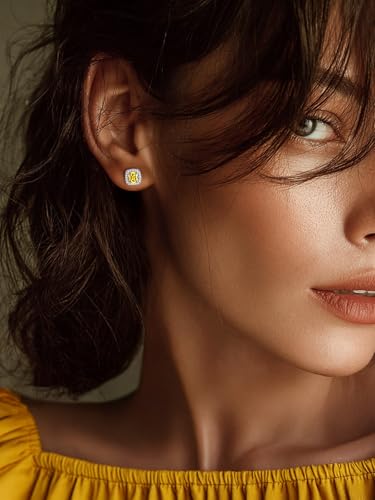 FindChic Birthstone Earrings for Women, Round/Heart/Square/Teardrop Earrings with 925 Sterling Silver Posts & Push Backs, Hypoallergenic Studs with Cubic Zirconia, 12 Months Jewelry with Gift Box - style: 11. November-Yellow Topaz (Square)