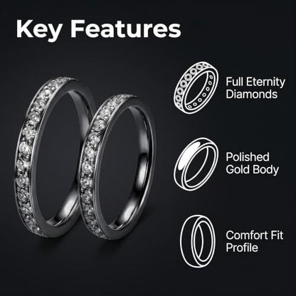 2-Pack 14K Gold Plated Stackable Rings for Oura Ring Gen 4 & Gen 3, Cubic Zirconia Simulated Diamond Stack Rings for Women - color: Silver
