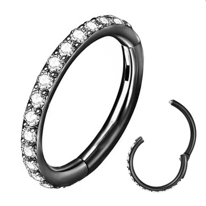 ORANGELOVE 20G 18G 16G Clear CZ Nose Ring Hoop 316L Surgical Steel Seamless Silver Septum Ring Clicker Jewelry Cartilage Earring Ear Piercing Hoop Earrings for Women Men Helix Rook Lobe Conch Tragus Daith Lip Hinged Piercing Jewelry with Cubic Zirconia -