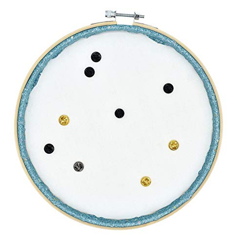 Wall Hanging Brooch Jewelry Storage Display Stand Enamel Pin Display Holder Earrings Necklace Glitter Pin Display Board with stars, Pin Collection Display, Canvas/leather Embroidery Hoop (Blue) - color: Blue