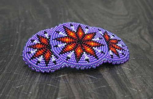 Beaded Hair Clips Native American Style Handmade Collection (Trans purple) - color: Trans purple