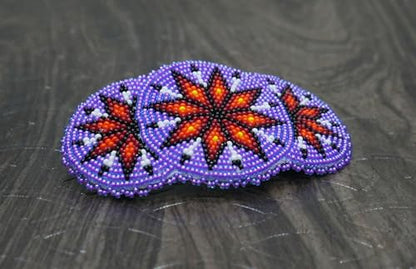 Beaded Hair Clips Native American Style Handmade Collection (Trans purple) - color: Trans purple