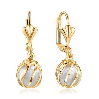 Barzel 18K Gold Plated Pearl Dangling Drop Earrings