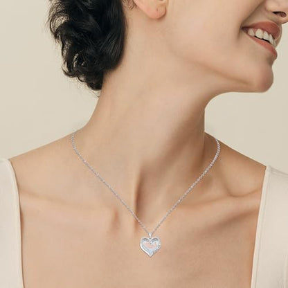 925 Sterling Silver Necklace Gifts for Women Crystal/Opal Jewelry Pendant Christmas Birthday Gift - style: Opal-Aunt