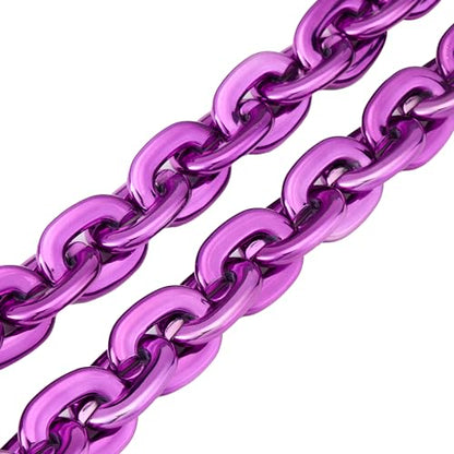 Passed colorfast test 39-inch Large Plastic Chain Necklace with Gift Box | 2/4 Pack with Gift Box,Gold Plastic Chain,Hip Hop Rapper Style, Fade Resistant,Detachable,for Parties, Awards,Prizes, Unisex - color: Purple