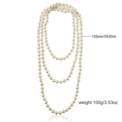 Long Pearl Necklaces for Women Layered Pearl Long Sweater Necklaces Vintage Elegant Pearls Necklace Trendy Dainty Wedding Costume Party Jewelry