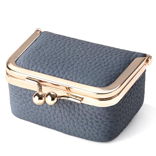Zivyes Mini Jewelry Box Travel Small Coin Purse Organizer Case Genuine Leather Tiny Size (B-blue) - color: B-Blue-Standard
