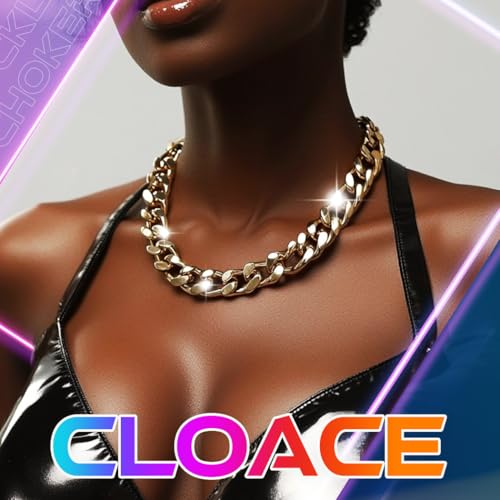CLOACE Chunky Choker Necklaces Layered Pendant Necklace Chain Punk Thick Necklace Accessories for Women - color: silver