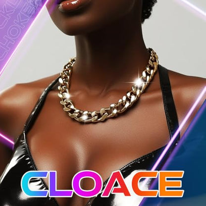 CLOACE Chunky Choker Necklaces Layered Pendant Necklace Chain Punk Thick Necklace Accessories for Women - color: silver
